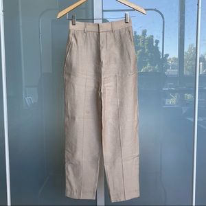 High Waisted Linen-Feel Trousers